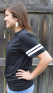 6937 Fine Jersey T-Shirt with Sleeve Stripes