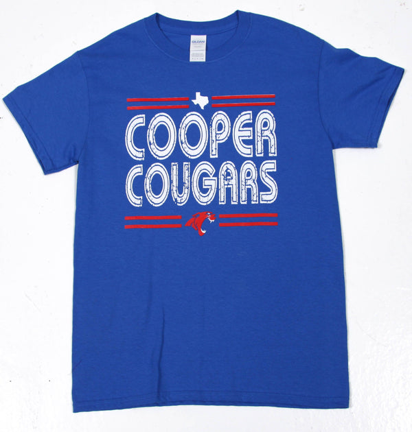 Cooper Cougars - Distressed Stripe T