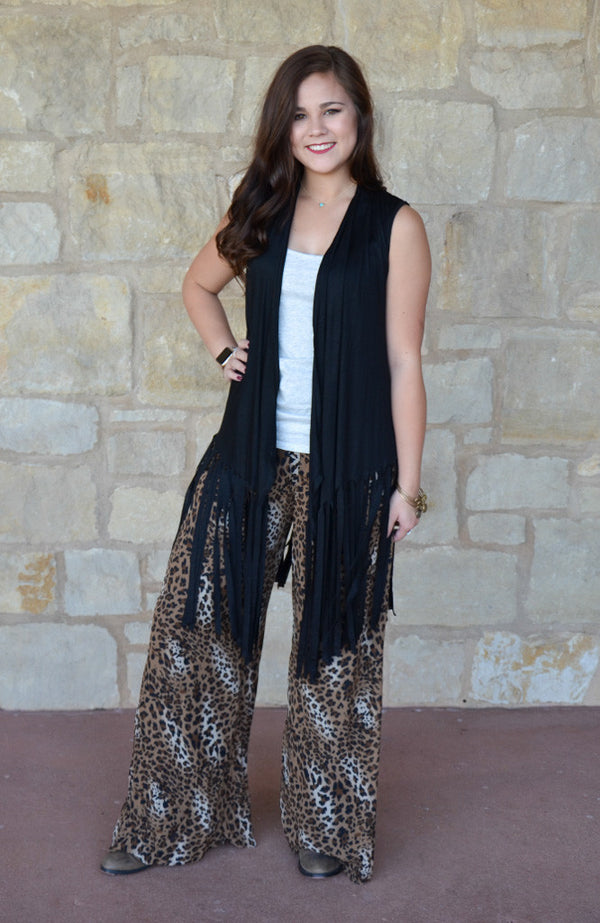 Black Fringe Vest