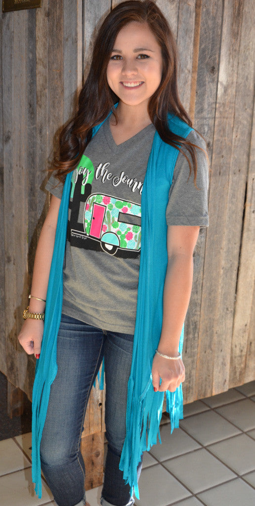 Turquoise Fringe Vest