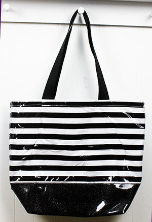 Large Tote-Stripe Black/Black-SarahJanes Oilcloth